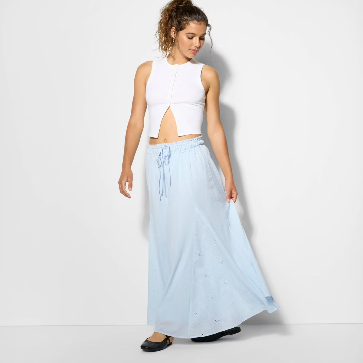 Women's Tie-Front Maxi Skirt - Wild Fable™ Light Blue | Target