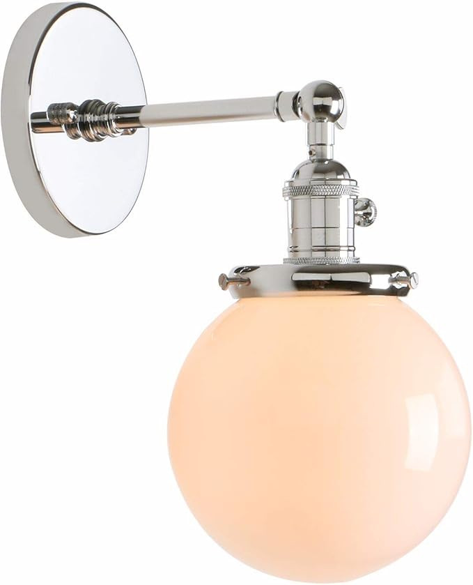 PERMO Vintage Industrial Wall Sconce Lighting Fixture with Mini 5.9" Round Globe Milk White Glass... | Amazon (US)