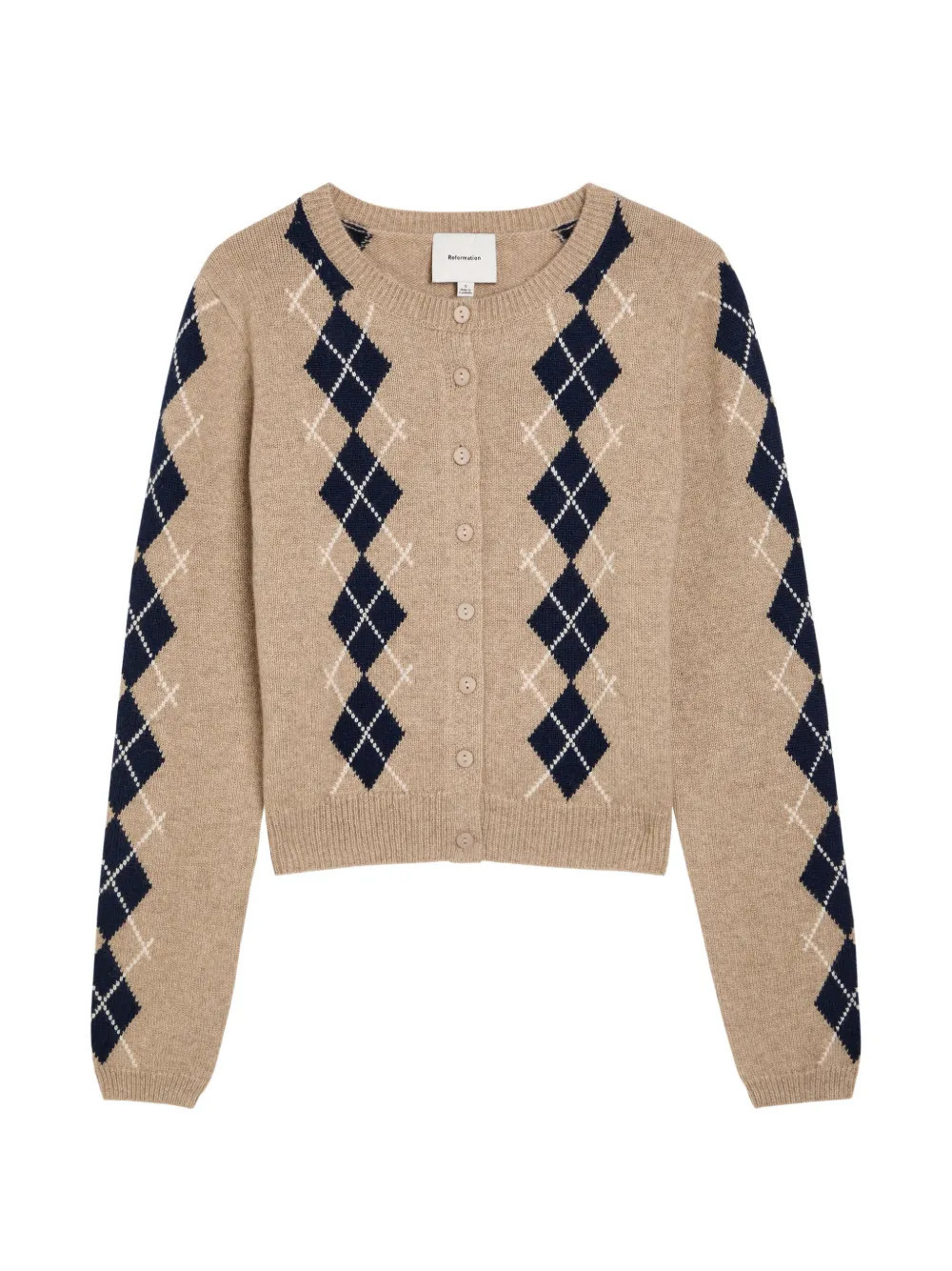 Reformation Clara argyle cashmere jacket - Neutrals | Farfetch Global