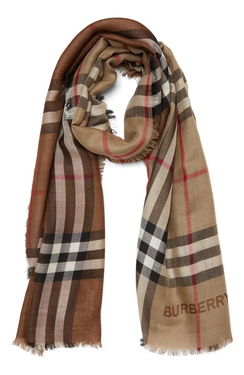Burberry Giant Check Silk & Wool Gauze Scarf | Nordstrom | Nordstrom