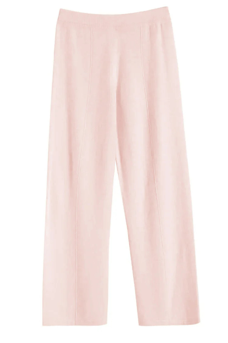 Pink-Melange Wool-Cashmere Wide-Leg Track Pants | Chinti & Parker