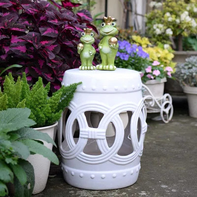 Harwich Ceramic Garden Stool Bungalow Rose Color: White | Wayfair North America