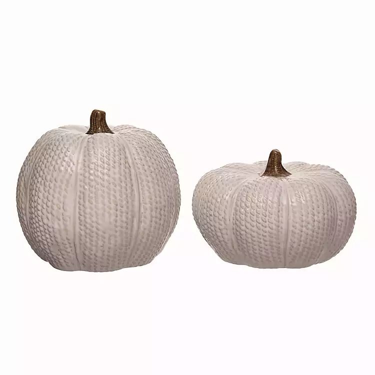 White Textured Pumpkin 2-pc. Harvest Figurine Set | Kirkland's Home