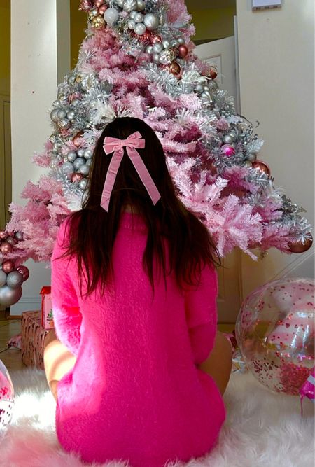 Pink bow, pink Christmas tree and pink cardigan! I am ready for the holidays! 

#LTKSeasonal #LTKHoliday #LTKstyletip