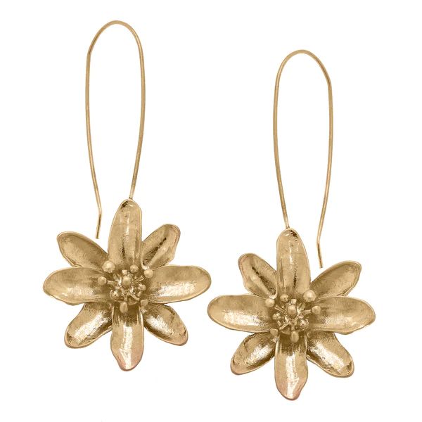 Kaiya Flower Statement Earrings in Worn Gold | CANVAS