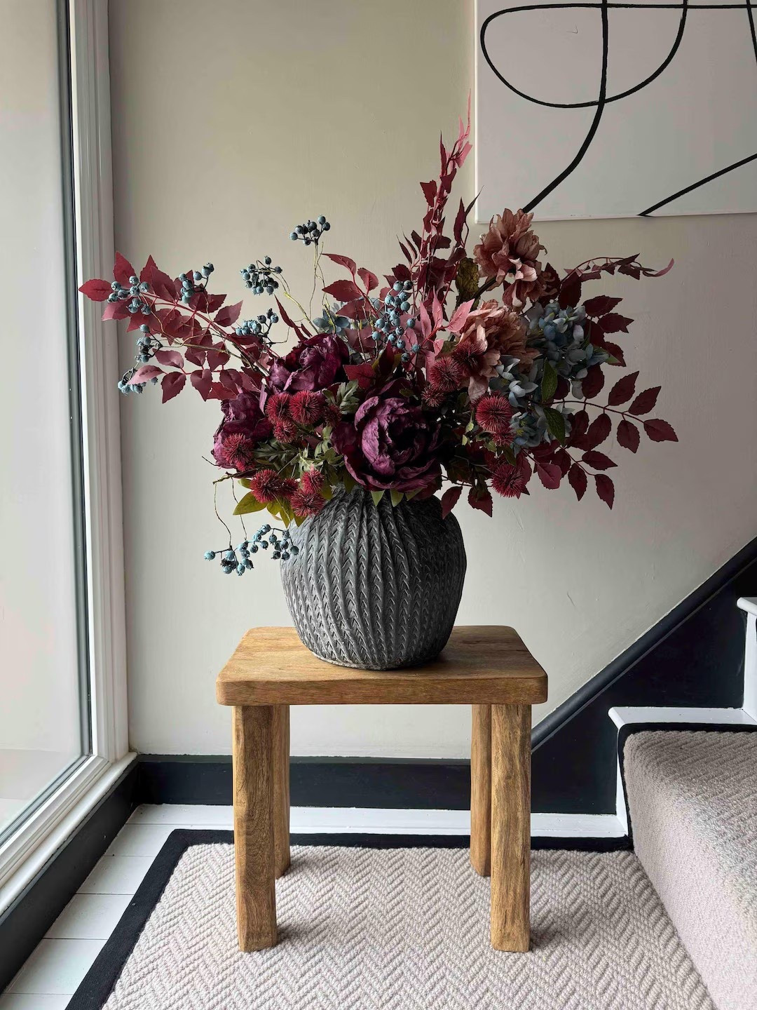 Bring rich, moody color into your home with this Burgundy Autumn Faux Flower Arrangement by KissMyPampas 🍂✨ Crafted from silk florals with layered berries, this large statement arrangement blends burgundy, soft pink, and hints of blue for a luxe seasonal look that works far beyond fall. Standing approximately 70–80 cm tall (with some stems styled and bent at the base), it’s perfect for floor vases, entryways, or anywhere you want instant drama without maintenance.

#LTKhome #LTKdecor #FauxFlowers #AutumnDecor #MoodyInteriors #StatementFlorals #EtsyFinds #HomeInspo

#LTKHome #LTKSeasonal #LTKWedding