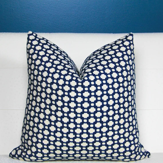 Read the full title
    Betwixt Pillow Cover - Blue and White Pillow Cover - Schumacher Betwixt I... | Etsy (US)