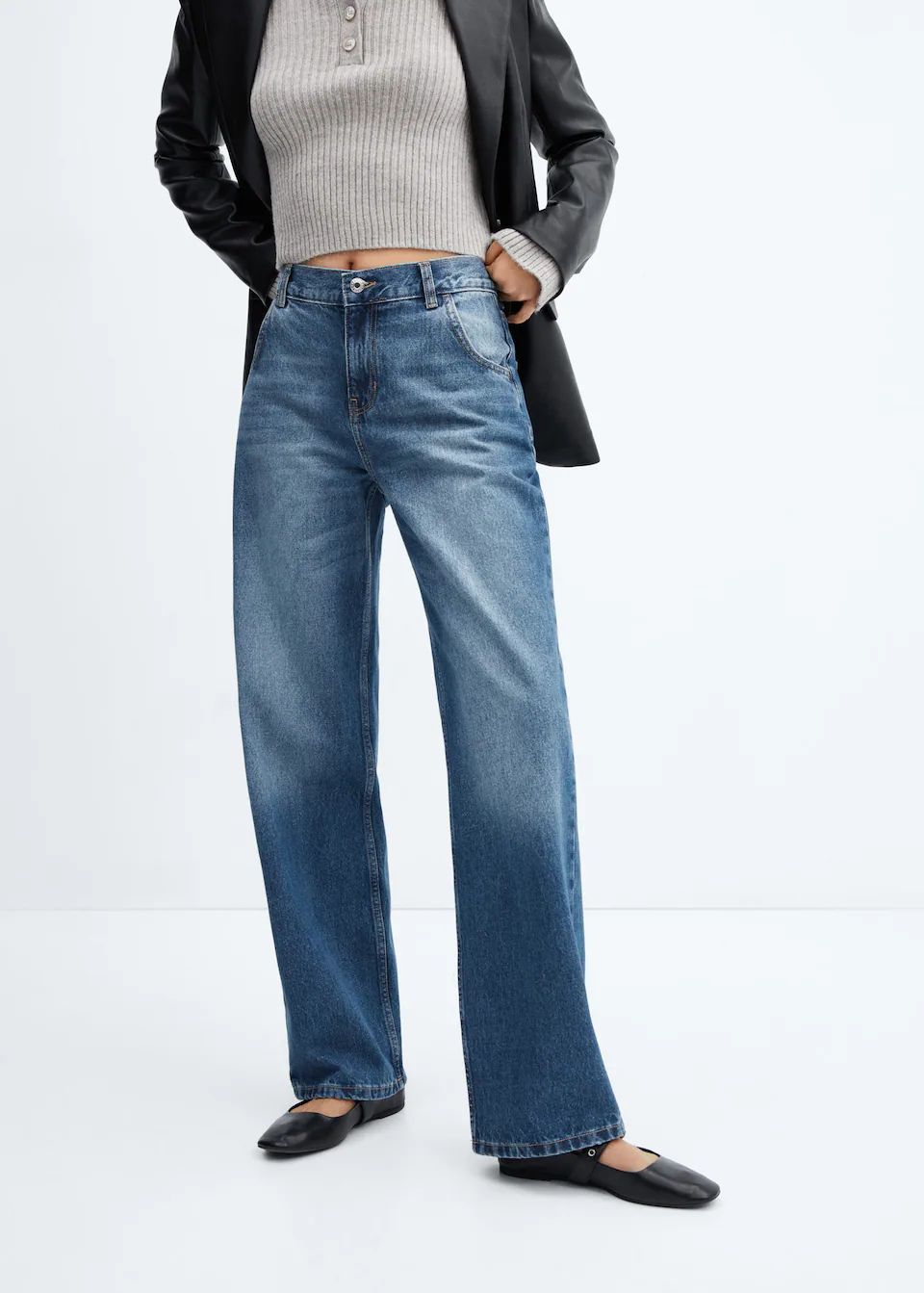 Low waist wideleg jeans -  Women | Mango USA | MANGO (US)