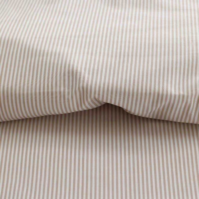 Classic Stripes and Plaids Cool Yarn-Dyed Cotton Percale Duvet Cover - Stripe Tan, Twin | The Company Store