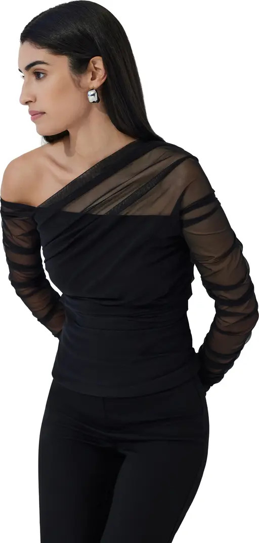 Monroe One-Shoulder Mesh Overlay Top | Nordstrom