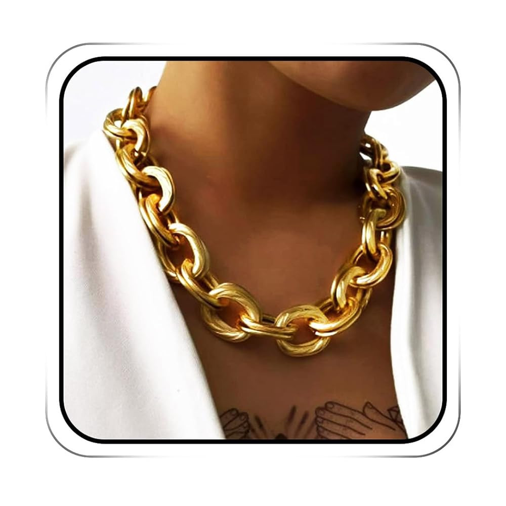 JAKAWIN Chunky Gold Choker Necklace Cuban Link Large Chain Necklaces for Women | Amazon (US)