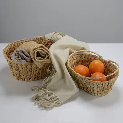 Handwoven Wicker Basket Set with Folding Handles (Set of 2) | Wayfair North America