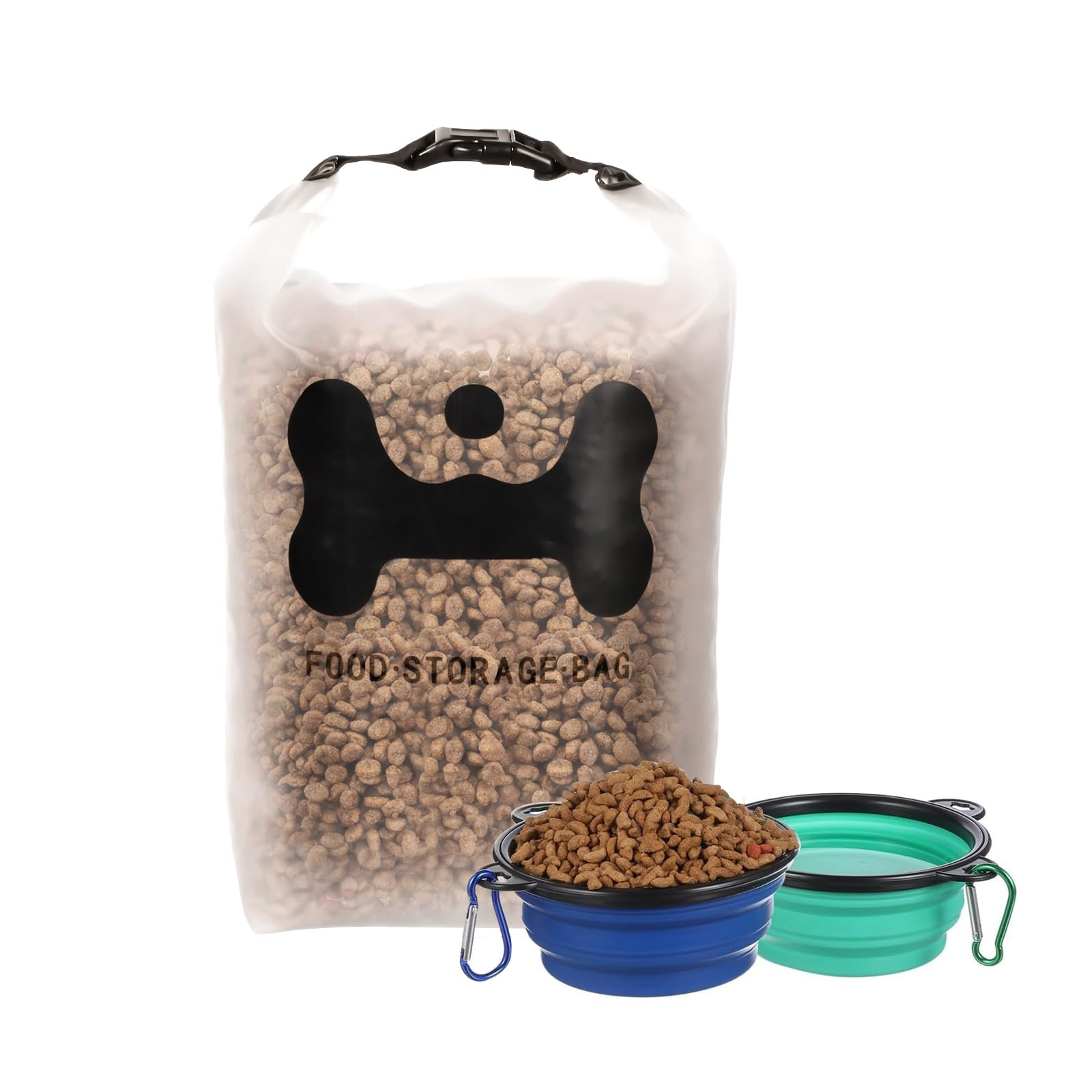ANVS Silicone Pet Food Storage Bag,30-Cup Dog Food Travel Bag with 2PCS Collapsible Bowls, Perfec... | Amazon (US)