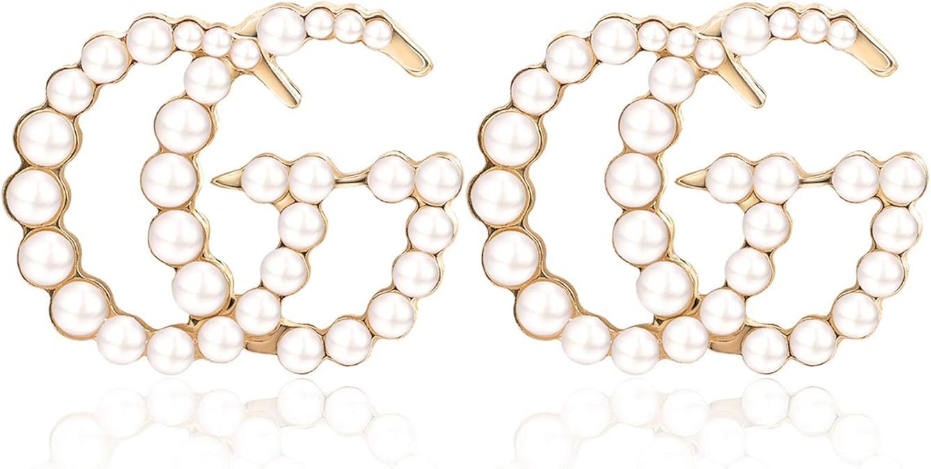 G Earrings Initial Letter Earrings - Sterling Silver Hypoallergenic Pearl Cubic Zirconia Earrings... | Amazon (US)