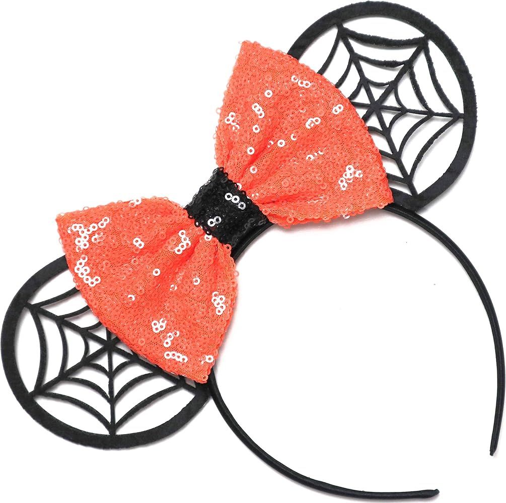 CLGIFT Halloween Minnie Mouse Ears, Orange Minnie Ears, Black Mickey Mouse Ears Headband, Halloween  | Amazon (US)