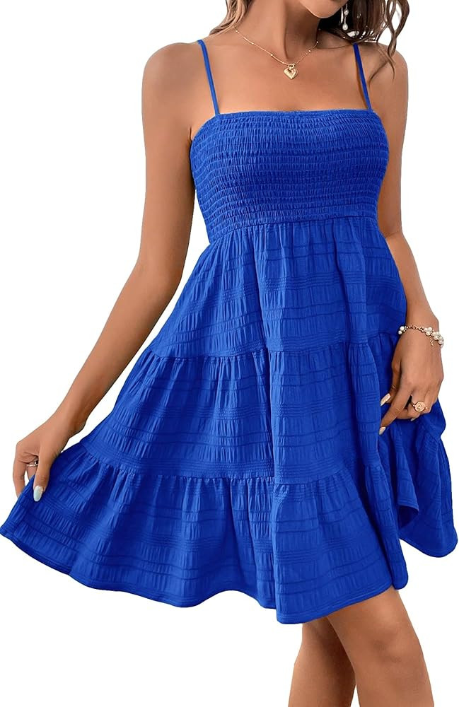 SOLY HUX Women's Summer Smock Cami Mini Dress Sleeveless Swing A Line Short Dresses Graduation Dr... | Amazon (US)