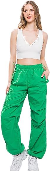 OLLIE ARNES OA Women's Parachute Cargo Pants - Drawstring Elastic Waist Loose Baggy Sweatpants wi... | Amazon (US)