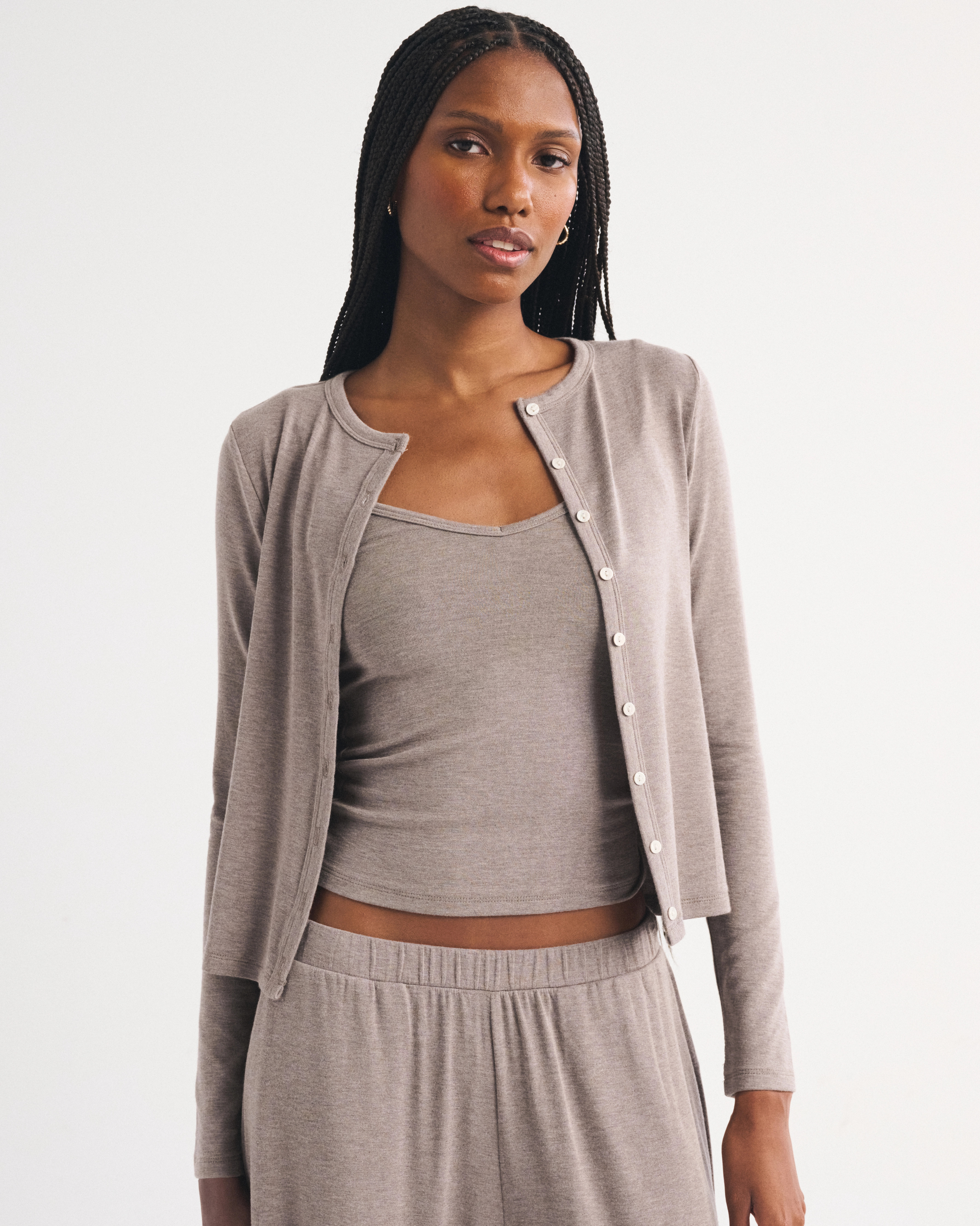 Modal-Blend Lounge Cardigan and Cami Set | Abercrombie & Fitch (US)