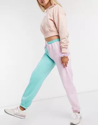 Daisy Street relaxed color block sweatpants with vintage new york print | ASOS (Global)