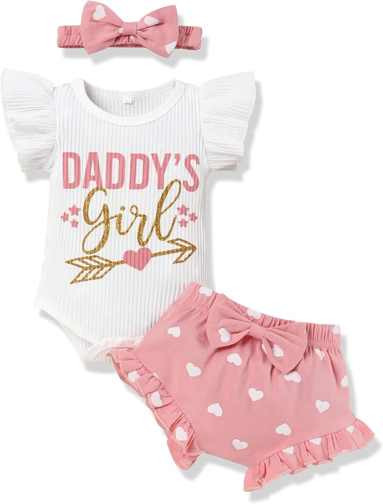 bilison Baby Girls Clothes Funny Letter Romper Top and Floral Pant With Headband Newborn Girl Summer | Amazon (US)