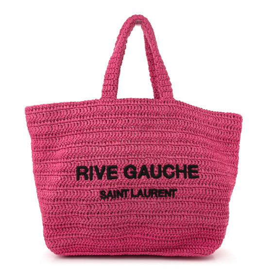 Raffia Rive Gauche Tote Pink | FASHIONPHILE (US)