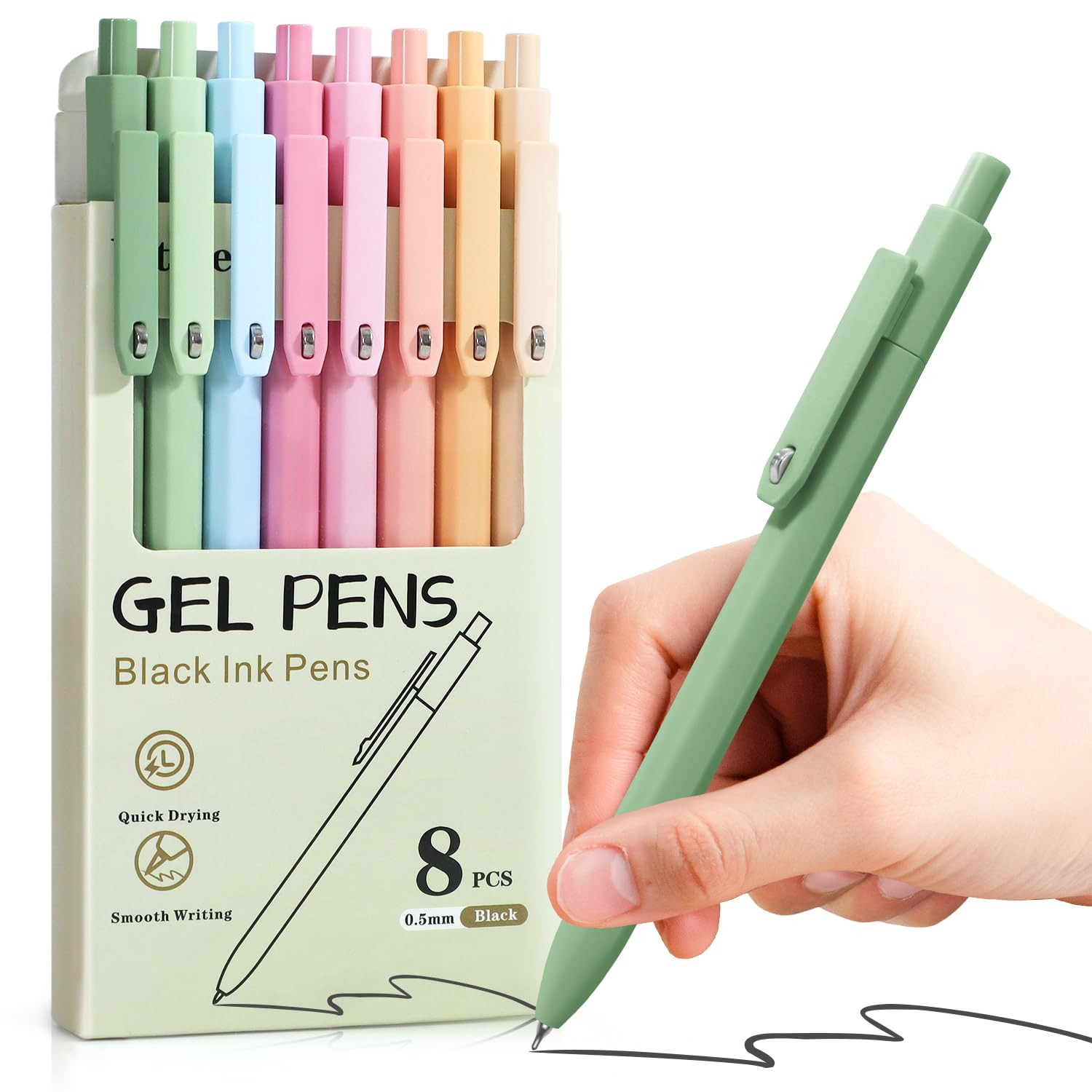Gel Pens, 8 Pcs 0.5mm Fine Point Aesthetic Pens, Quick Dry No Smudge, Smooth Writing Comfortable ... | Amazon (US)