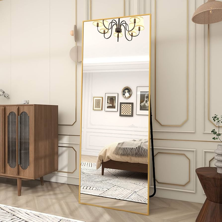 BEAUTYPEAK Full Length Mirror 64"x21" Nano Glass, Standing Rectangle Floor Mirrors Body Dressing Wal | Amazon (US)