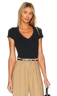 Yummie Hailey V-Neck Bodysuit in Black from Revolve.com | Revolve Clothing (Global)