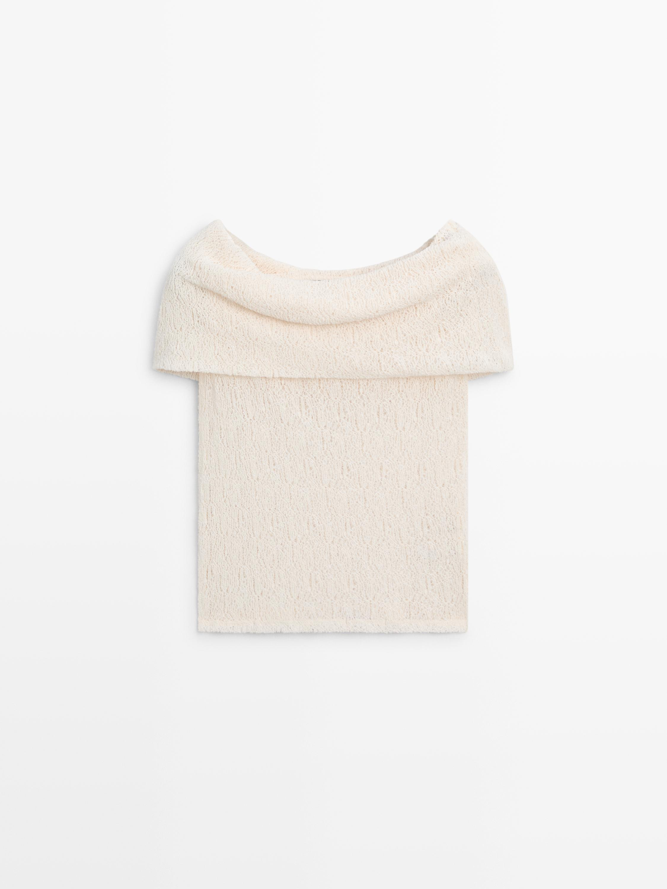 Textured off-the-shoulder top | Massimo Dutti UK