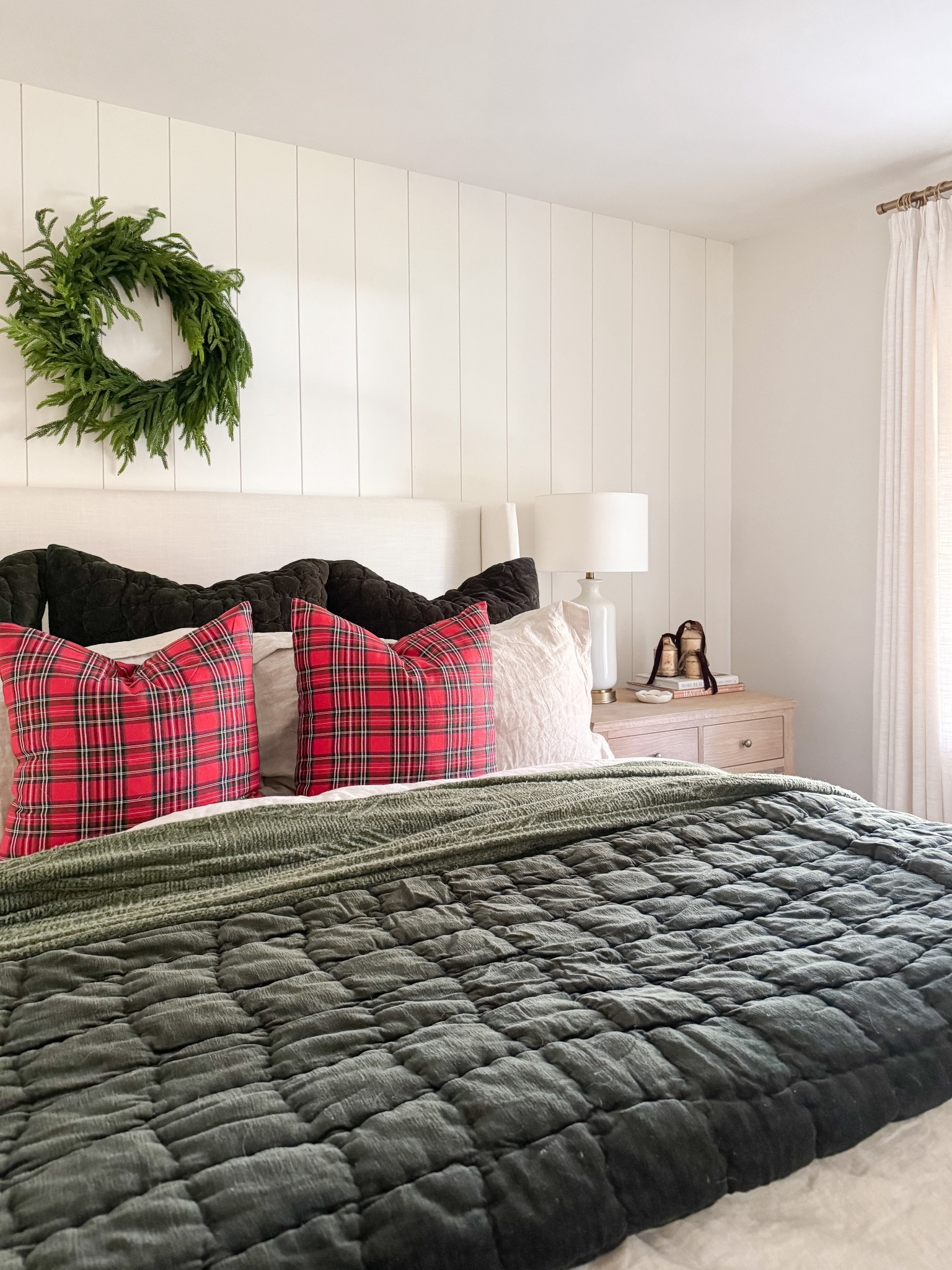 Classic Christmas bedroom 
Cozy seasonal bedroom refresh velvet quilt blue coastal home decor holiday decor neutral seasonal home modern cape cod inspired sherricalnanhome#L

#LTKSaleAlert #LTKHoliday #LTKHome