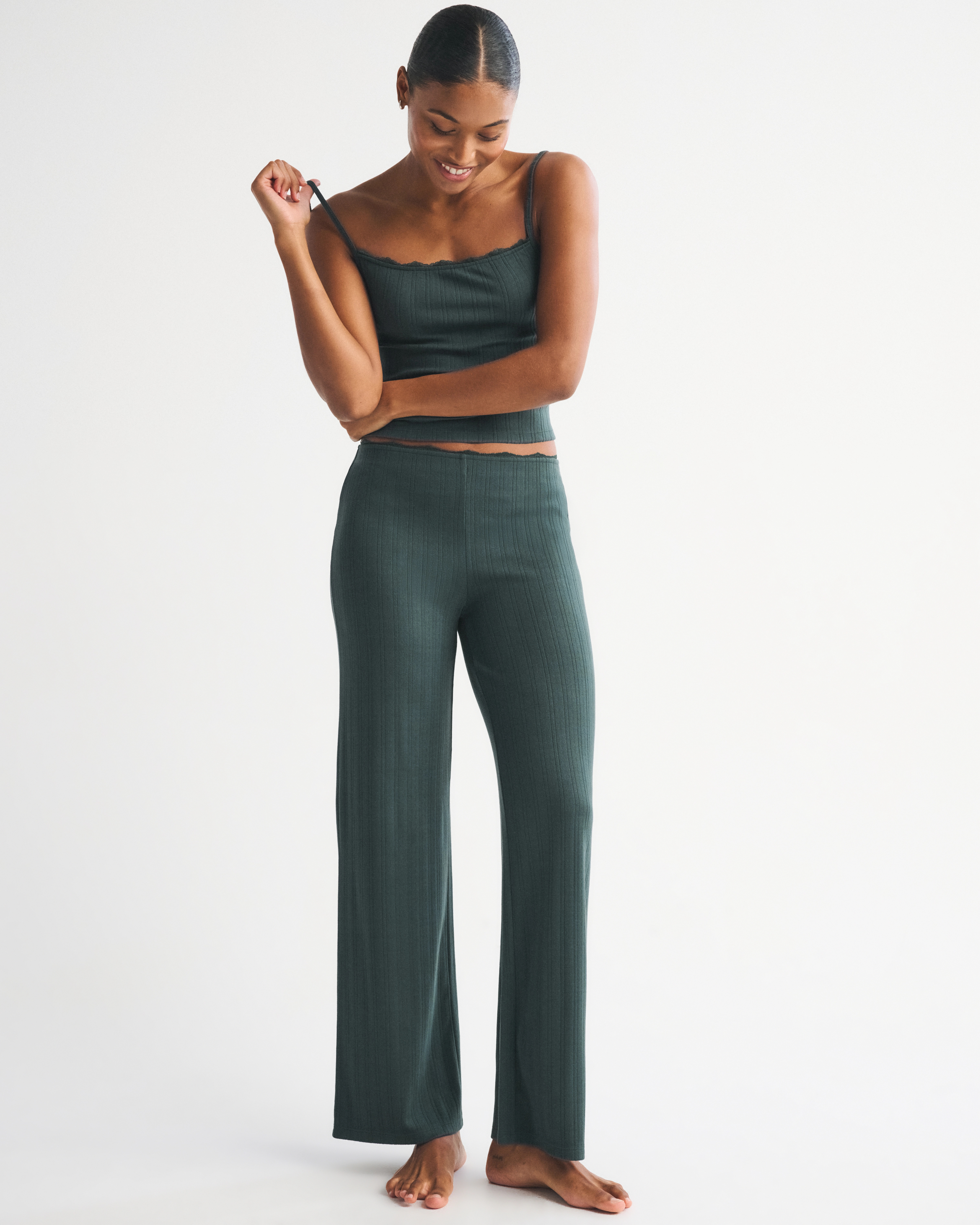 Pointelle Wide Leg Sleep Pant | Abercrombie & Fitch (US)