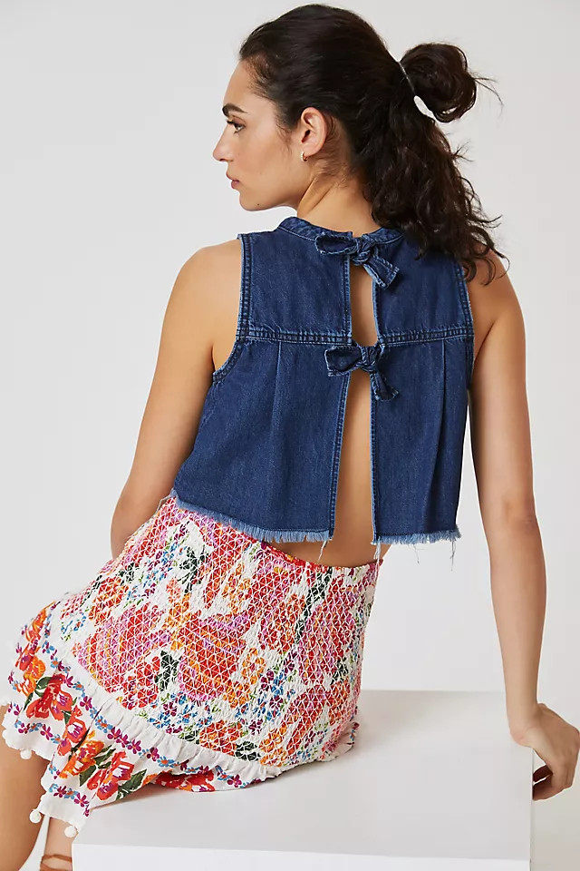 Pilcro Sleeveless Denim Cropped Tank | Anthropologie (US)