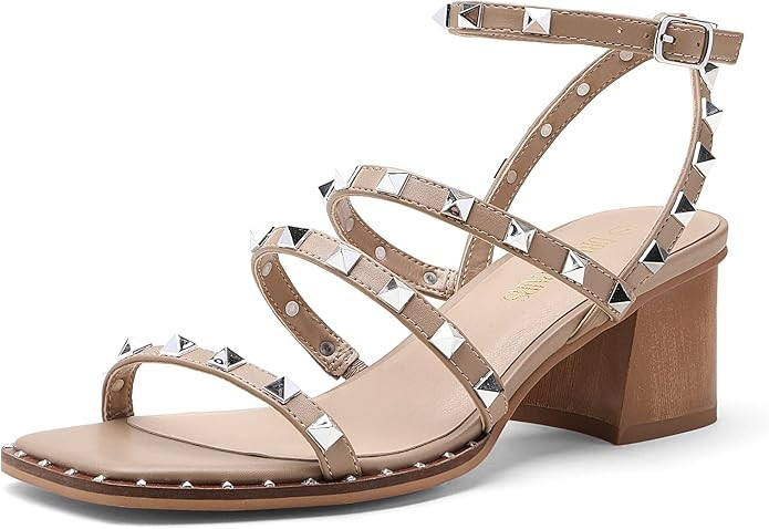 DREAM PAIRS Clear Studded Rhinestone Heels for Women Sexy Chunky Block Square Toe Heels Wedding S... | Amazon (US)