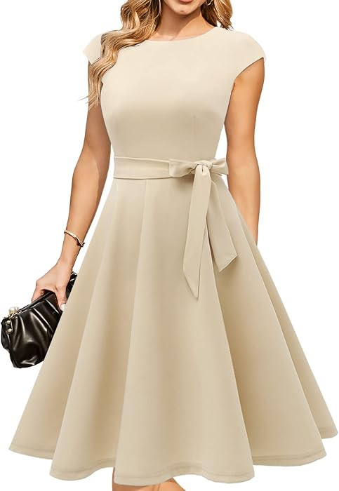 DRESSTELLS Women's Cocktail Dresses, Formal Wedding Guest Modest Church Vintage Tea Party Midi Ev... | Amazon (US)