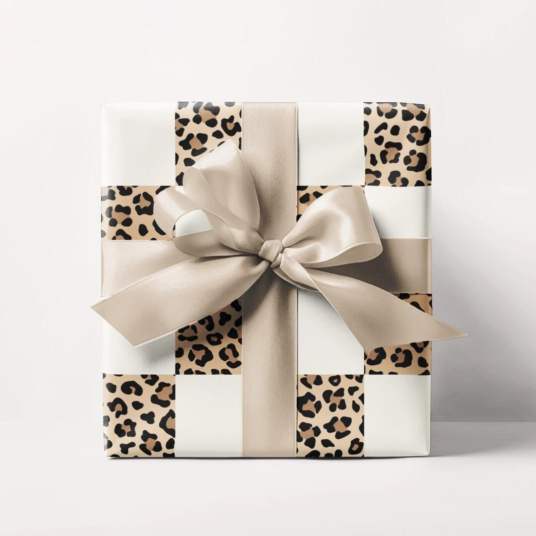 Checkered Leopard Animal Print Wrapping Paper Roll, Gift Wrapping for Her, Gift Wrap Paper Rolls,... | Etsy (US)