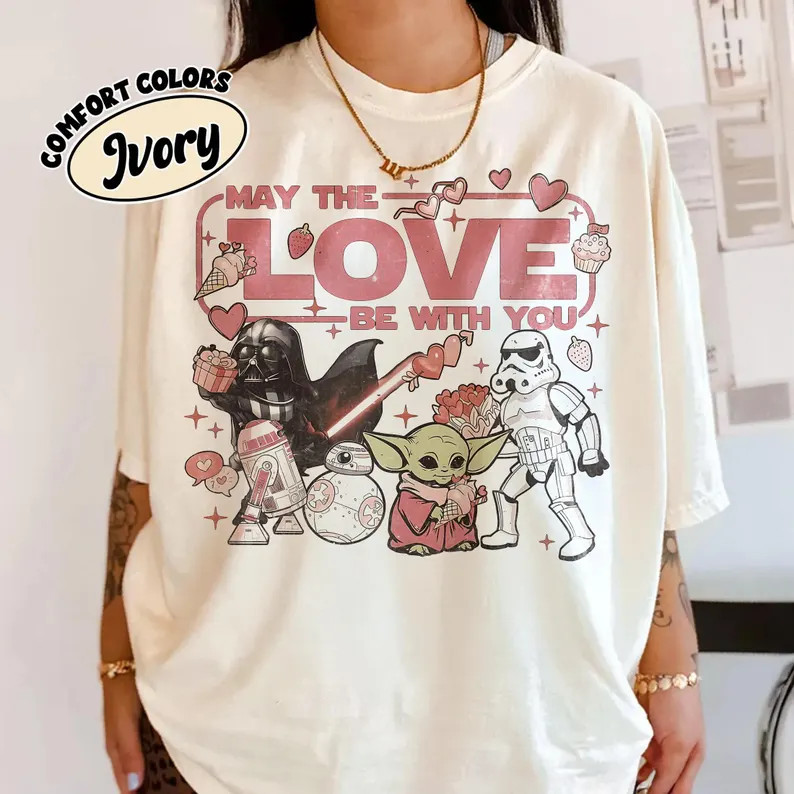 Comfort Colors Retro 90s Star Wars Valentine Shirt, Baby Yoda Tee, Disney Couples Matching Tee, G... | Etsy (US)
