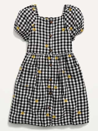 Fit & Flare Puff-Sleeve Gingham Dress for Toddler Girls | Old Navy (US)
