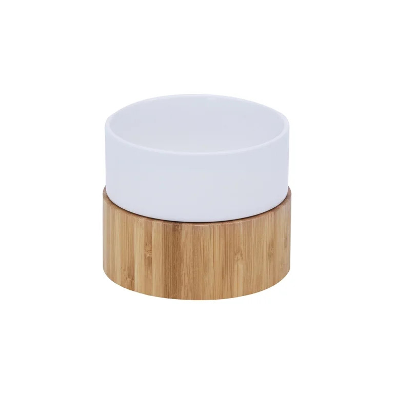 Teamson Pets Billie Raised Dishwasher Safe Ceramic Pet Bowl with Bamboo Stand | Walmart (US)
