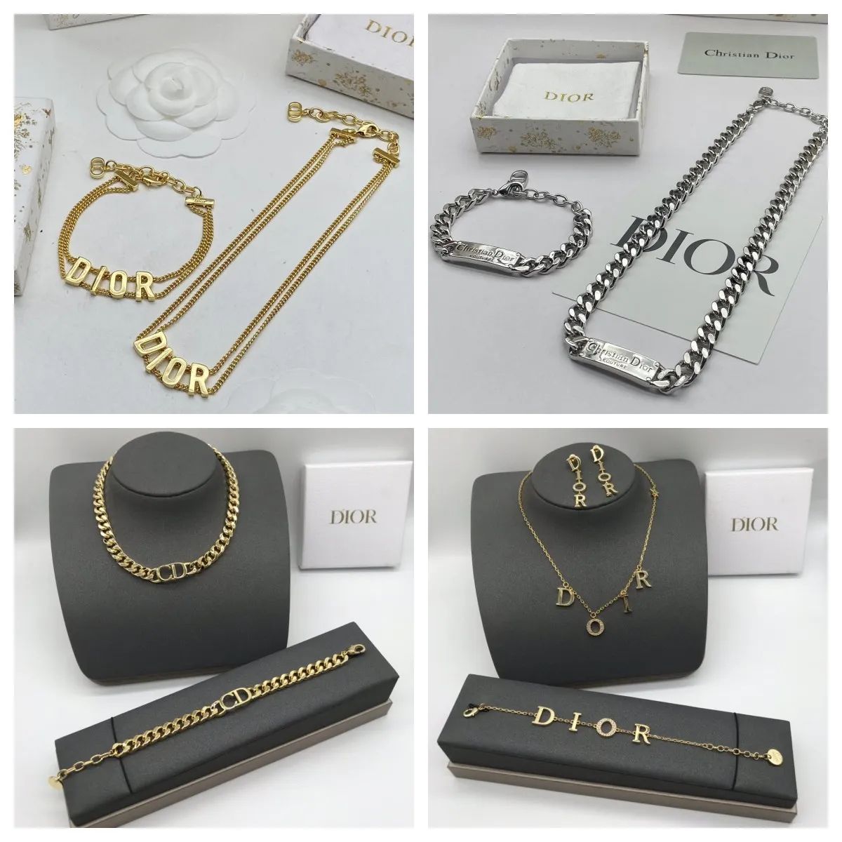 Dupe Dior Necklace Bracelet earring set Fashion Designer Jewelry Bracelet With Gift Box | DHGate