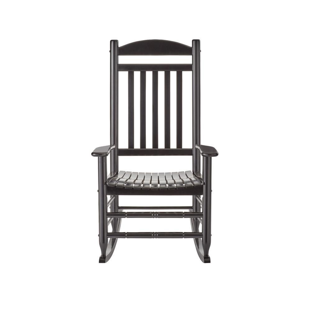 Hampton Bay Black Wood Outdoor Rocking Chair-IT-130828B - The Home Depot | The Home Depot