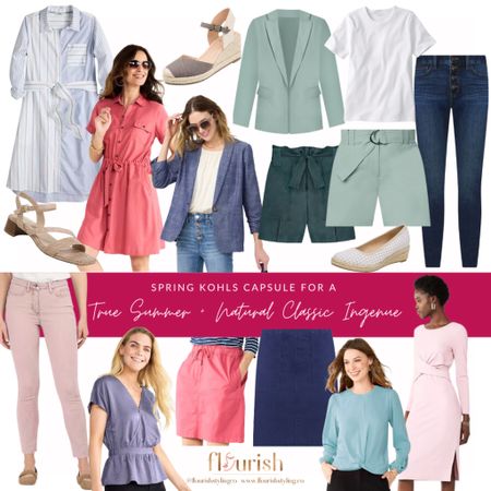 This is a capsule for the upcoming spring season that was created for a specific client of Flourish. She is a True Summer with Style Archetypes of Natural, Classic, and a hint of Ingenue! Each of these finds are from Kohl’s, making shopping a breeze. All of these items can be mixed and matched for elevated casual work outfits, weekend activities, and even date night! 
#truesummer #kohls #capsulewardrobe #elevatedcasual #natural #classic #ingenue #shesasummer

#LTKstyletip #LTKSeasonal #LTKunder100
