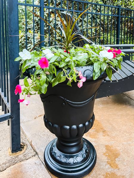 Elevate your summer flowers this year in a classic urn style planter. #containergarden #annualflowers #summerflowers 

#LTKhome #LTKSeasonal #LTKstyletip