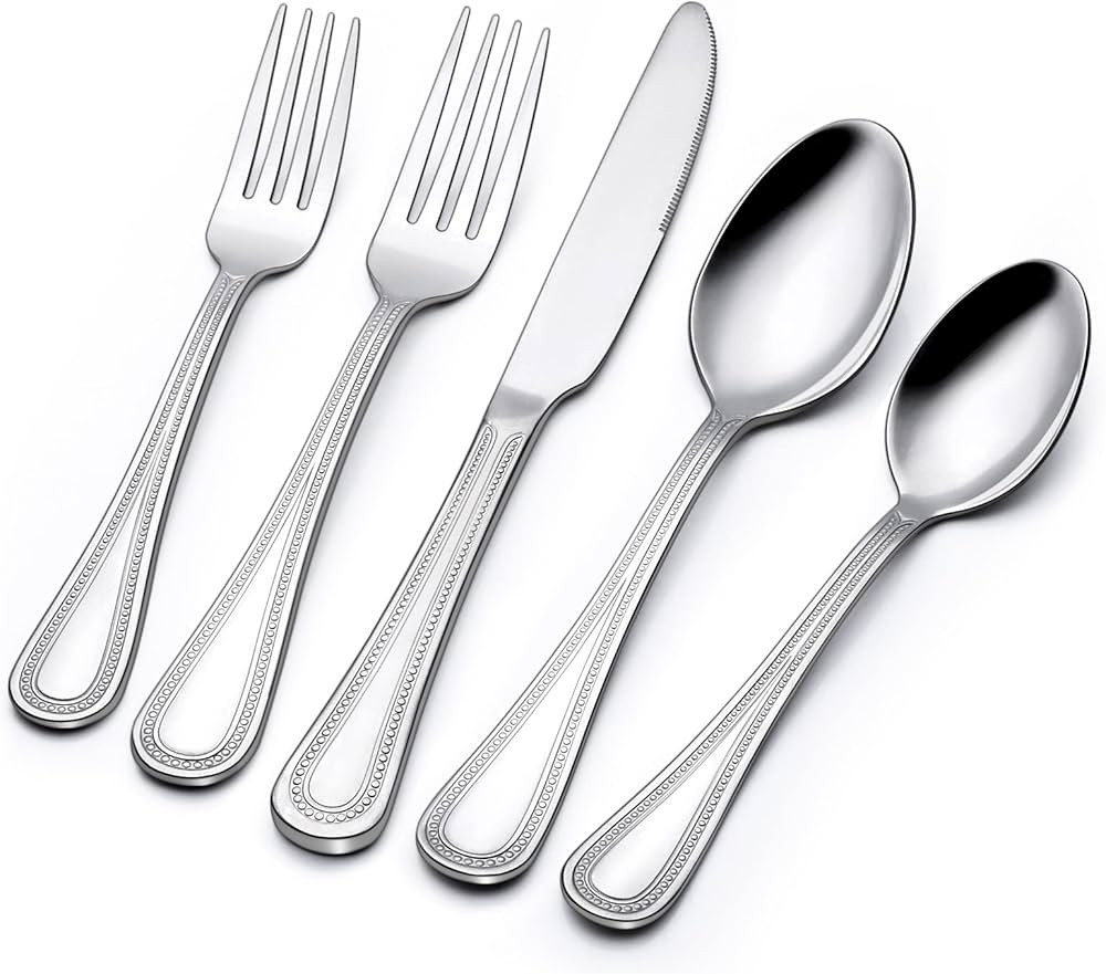 40 Piece Silverware Set for 8, Terlulu Stainless Steel Flatware Set, Mirror Polished Cutlery Set ... | Amazon (US)