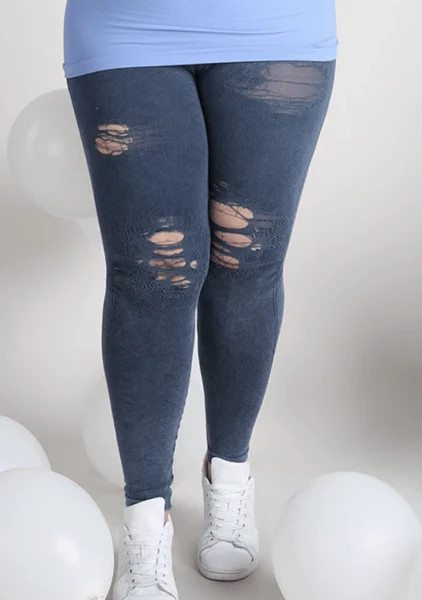 Plus Vintage Destroyed Jeggings - Denim | Three Bird Nest