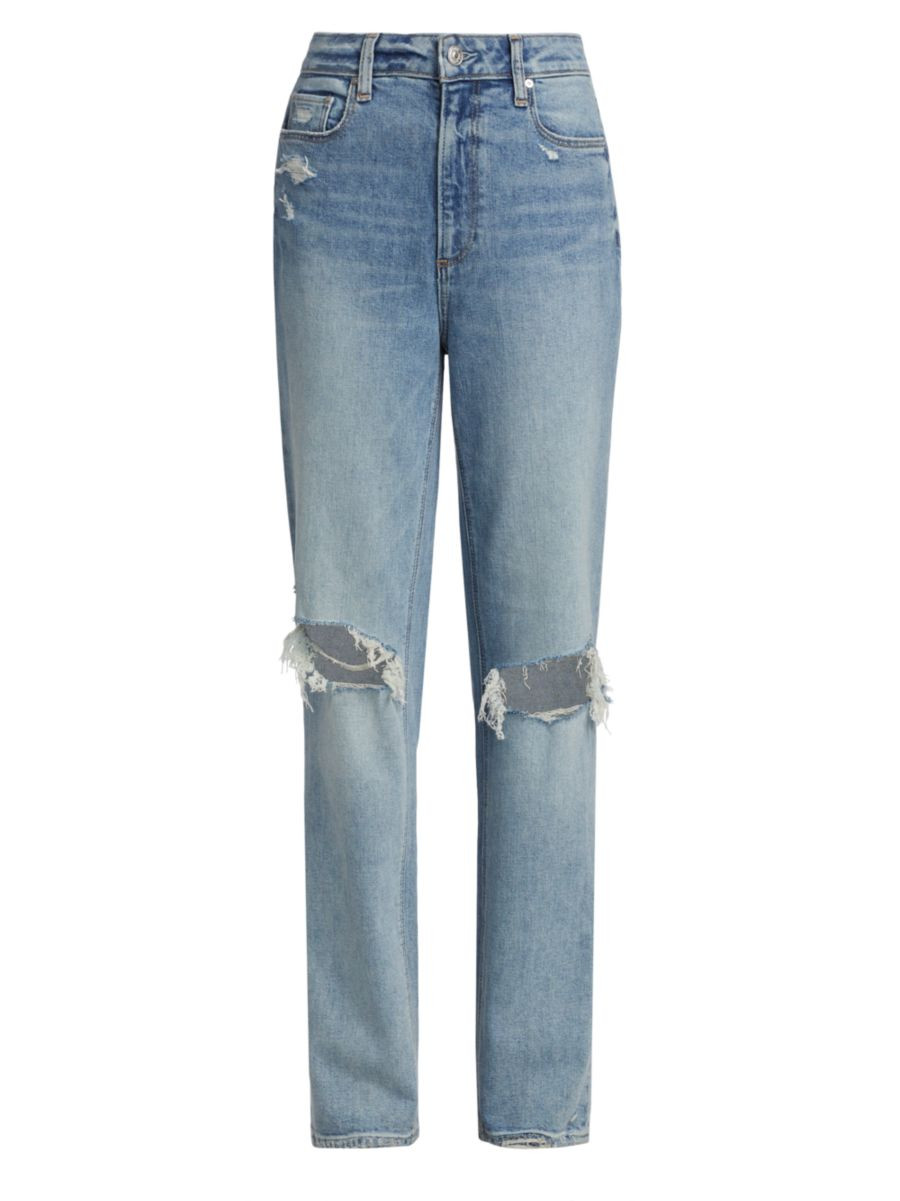 Paige Noella High-Rise Distressed Straight-Leg Jeans | Saks Fifth Avenue