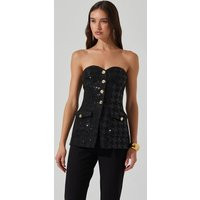 ASTR the Label | Milani Tweed Houndstooth Sequin Top in Black | Size M | ASTR The Label (US)