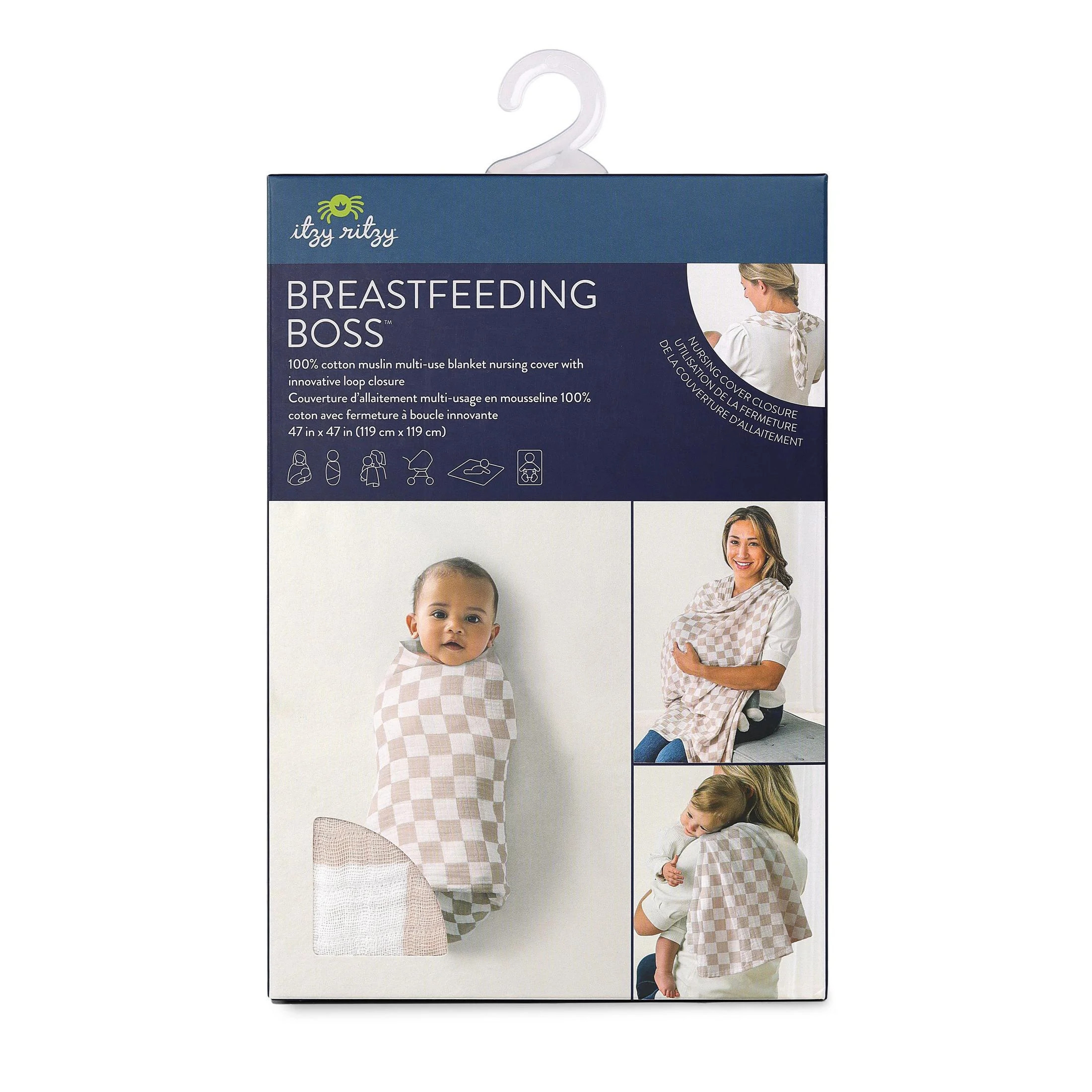 Itzy Ritzy Breastfeeding Boss Taupe Checkerboard Multi Use Cover | Walmart (US)