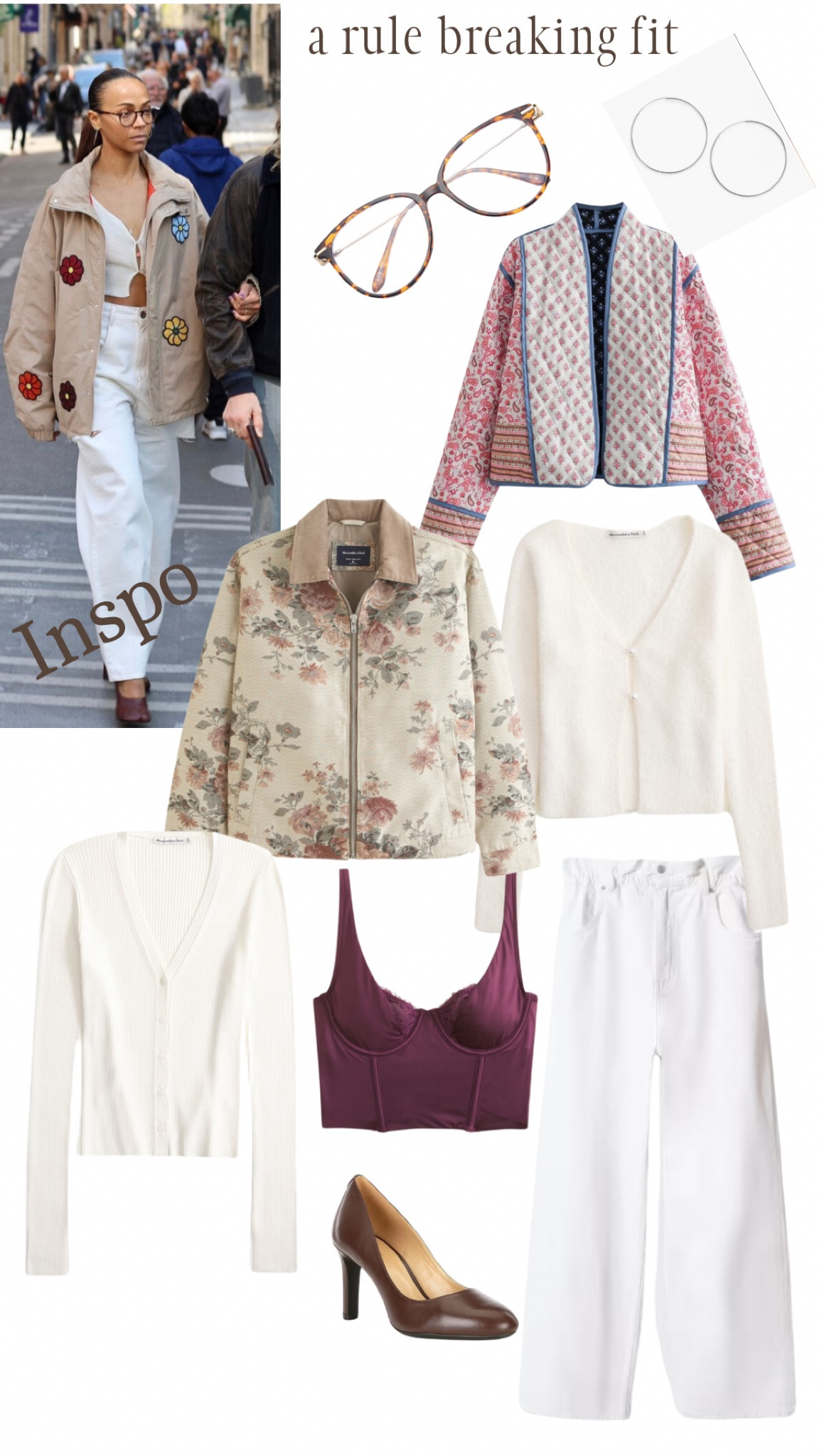 
Let’s break some fashion rules with this look from Zoe Saldana.

White Cardigan: Abercrombie (both)
Satin Corset: Abercrombie
White Elastic Waist Jeans (great for festival season): mango
Shoes: MICHAEL Michael Kors
Blue Light Glasses: Amazon
Earrings: Nordstrom 

#LTKShoeCrush #LTKeurope

#LTKSeasonal #LTKstyletip #LTKfindsunder100