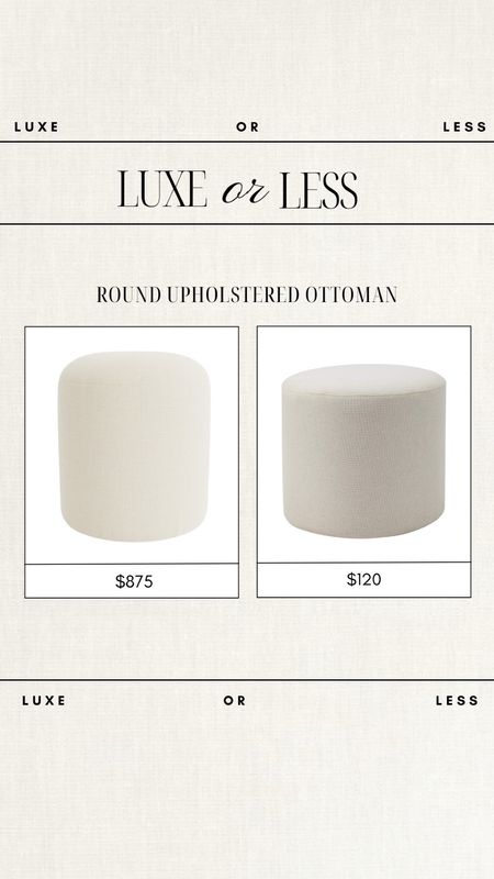 Luxe or Less: Round Upholstered Ottoman!

Gorgeous on either budget!

ottomans, mcgee & co, amazon furniture, amazon deals, upholstered ottoman, linen ottoman, deal of the day, deals, home decor deals, round linen ottoman

#LTKStyleTip #LTKHome #LTKSaleAlert