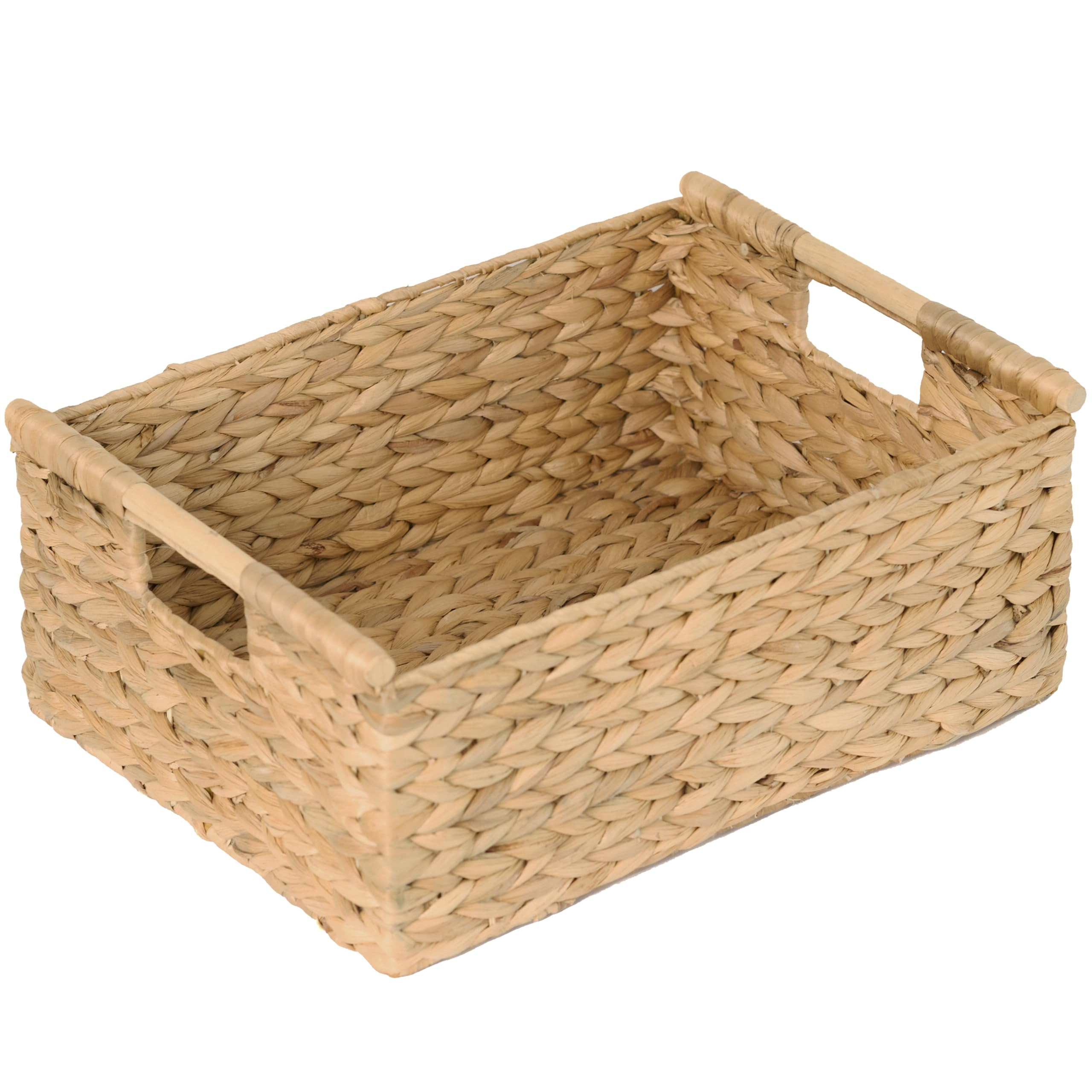 VATIMA Extra Large Wicker Basket Rectangular with Wooden Handles for Shelves, Water Hyacinth Bask... | Amazon (US)